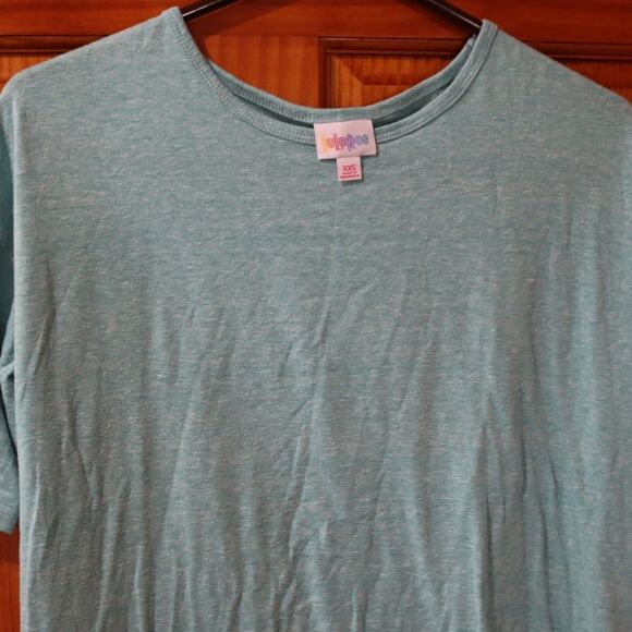 LuLaRoe Irma Blue High-Low Top XXS Lightweight Comfy Layered Casual Print - Picture 3 of 8